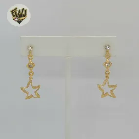 (1-1225-2) Gold Laminate - Star Long Earrings - BGO