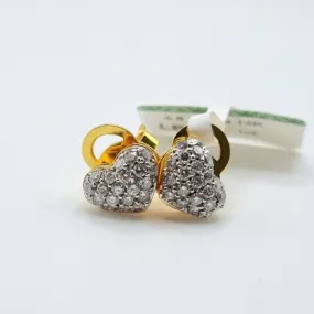 1.0 CT Diamond Heart Earrings 14K Yellow Gold