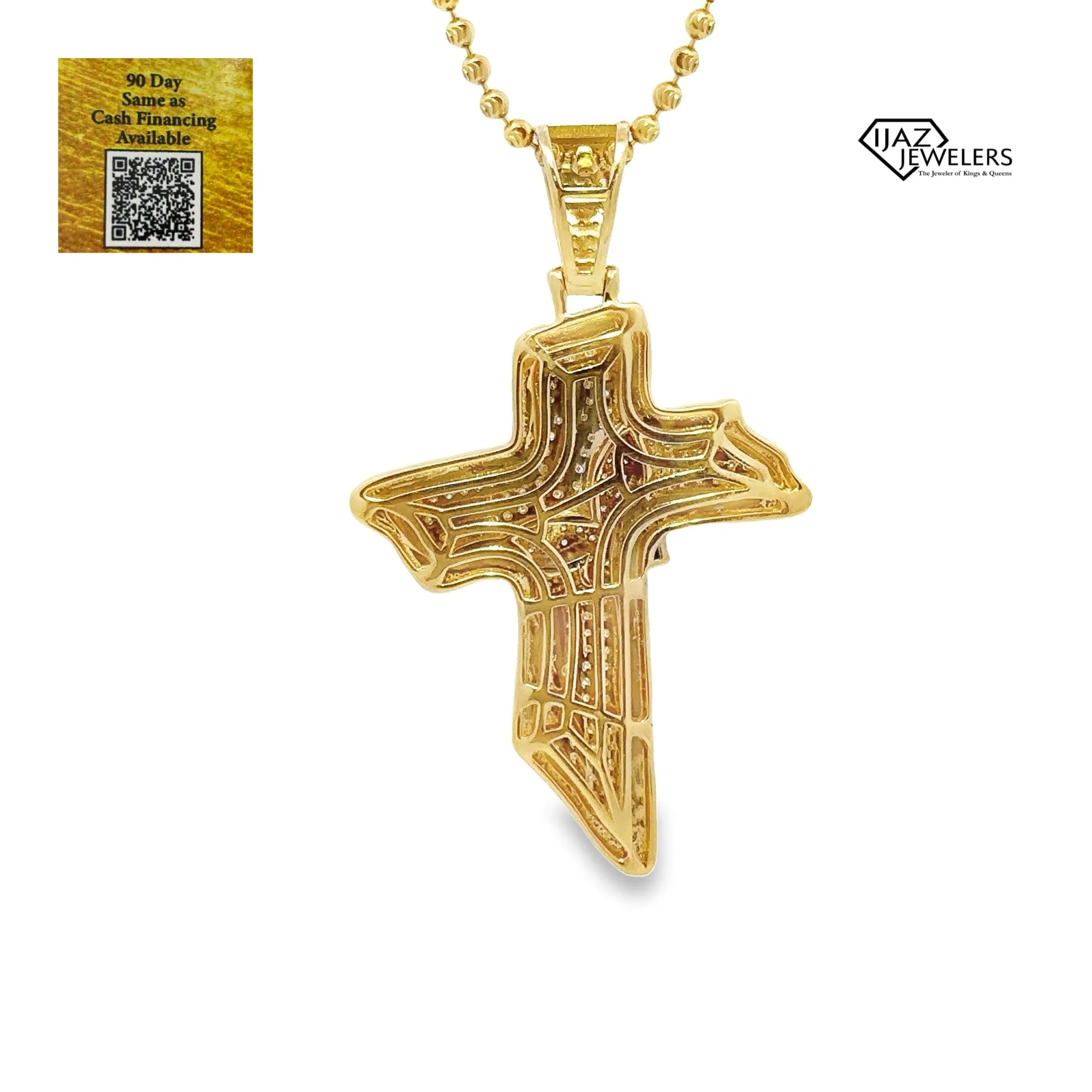 10K Gold 0.82 CTW Diamond Cross With Butterfly Charm