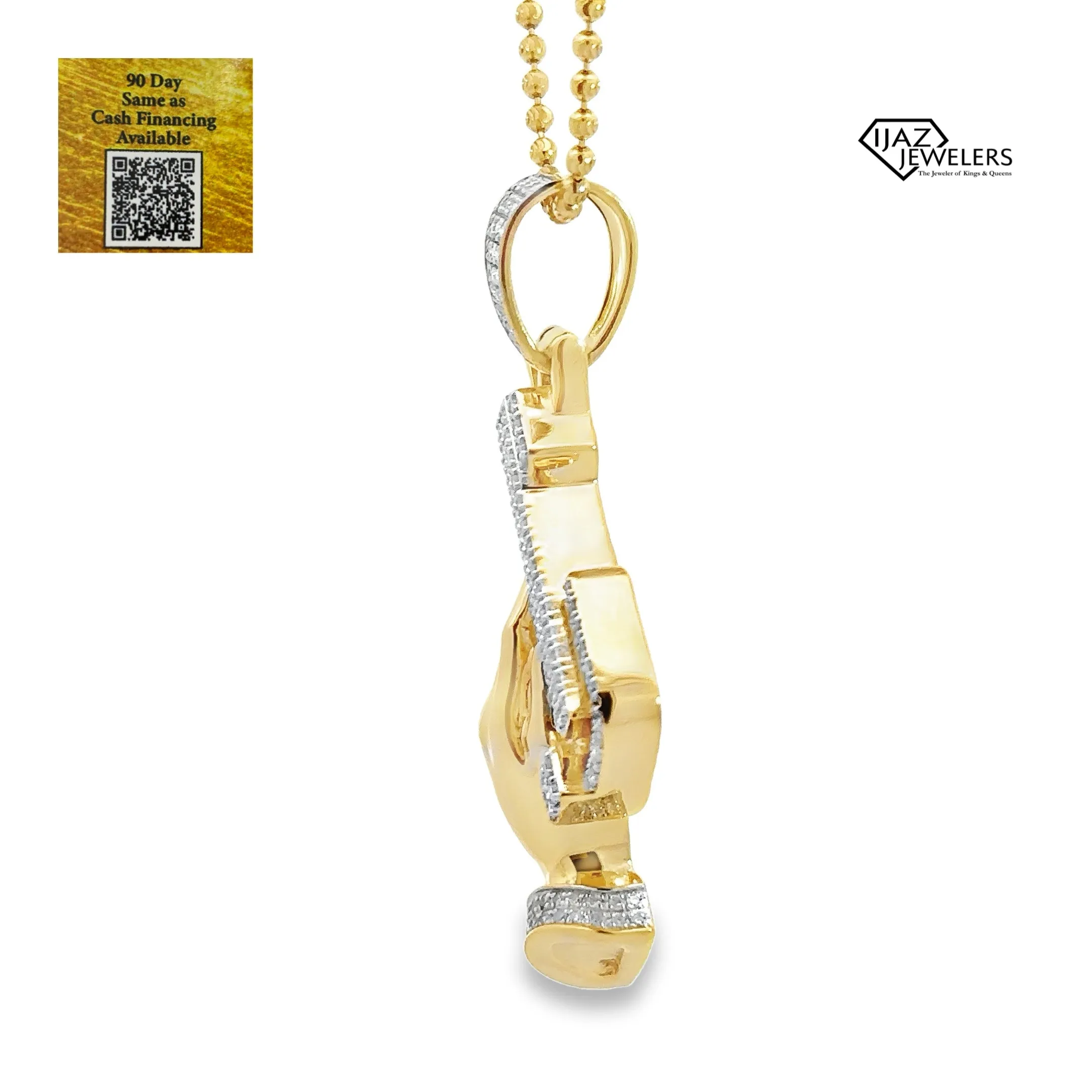 10K Gold 1.05 CTW Diamond Praying Hands Charm