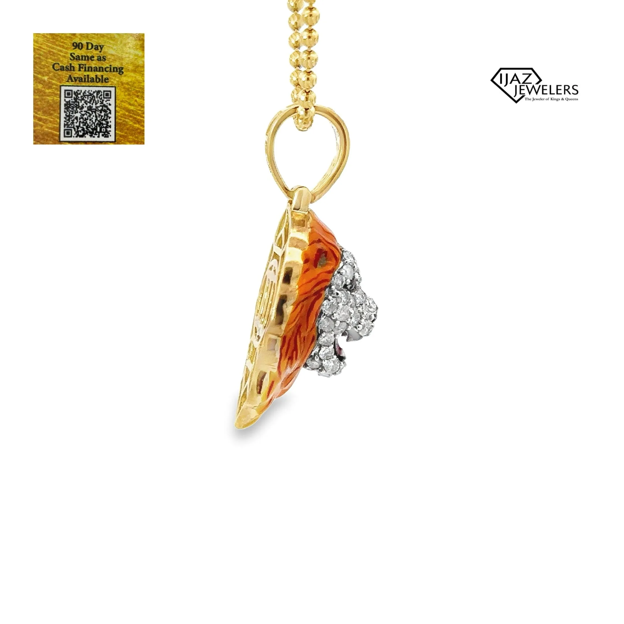 10K Gold 1.44 CTW Diamond Lion Charm With Colored Enamel