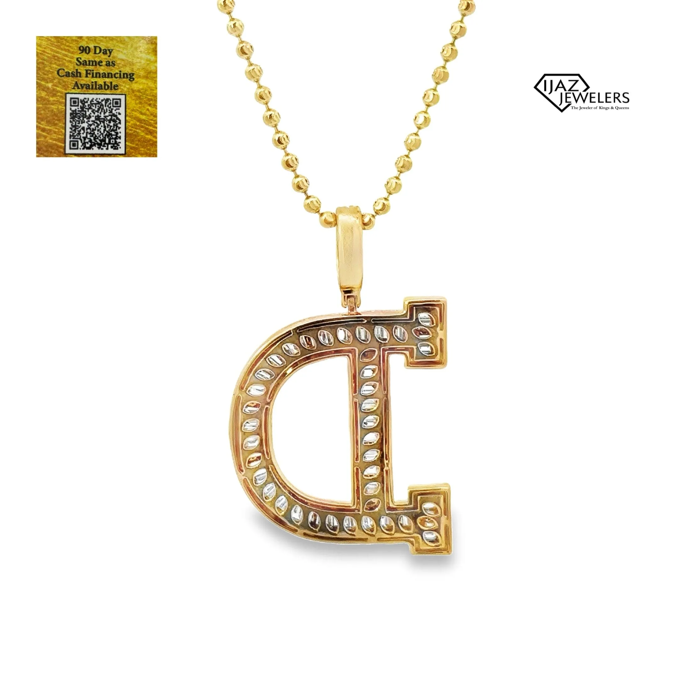 10K Gold 1.87 CTW Diamond D Charm