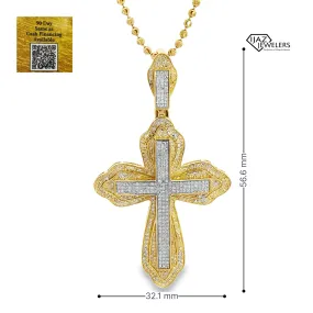 10K Gold Two Tone 1.10 CTW Diamond Cross Charm