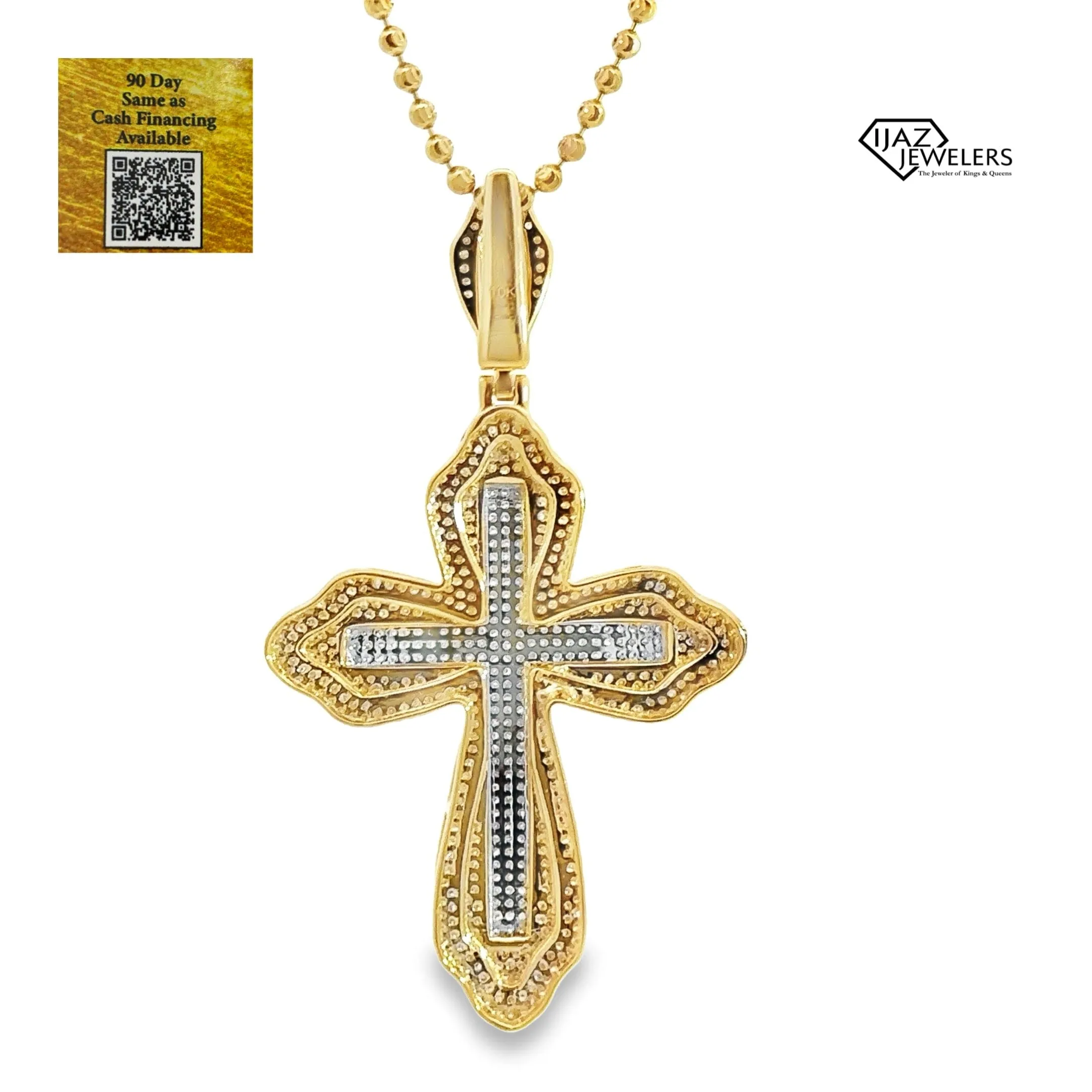 10K Gold Two Tone 1.10 CTW Diamond Cross Charm