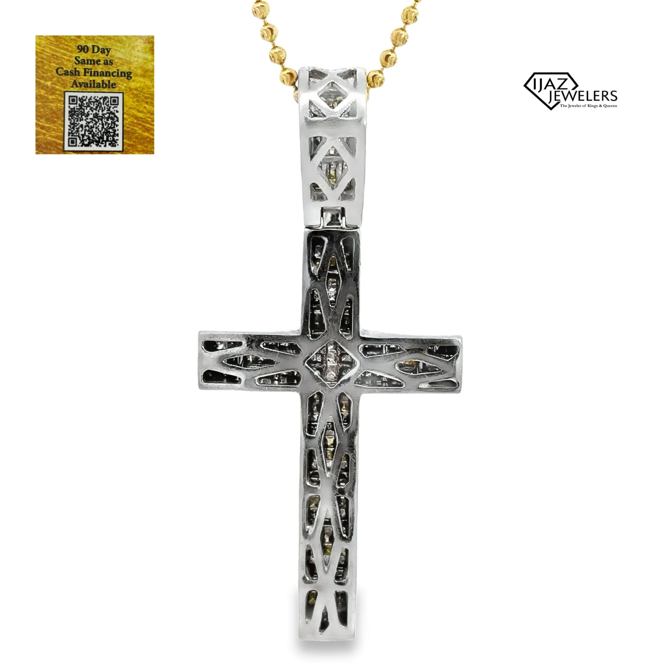 14K White Gold 3.00 CTW Princess Cut Diamond Cross