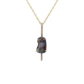 14k Yellow Gold 14.5mm Australian Boulder Opal Pendant