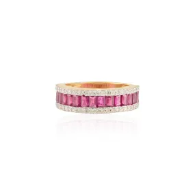 18K Gold Ruby & Diamond Engagement Band