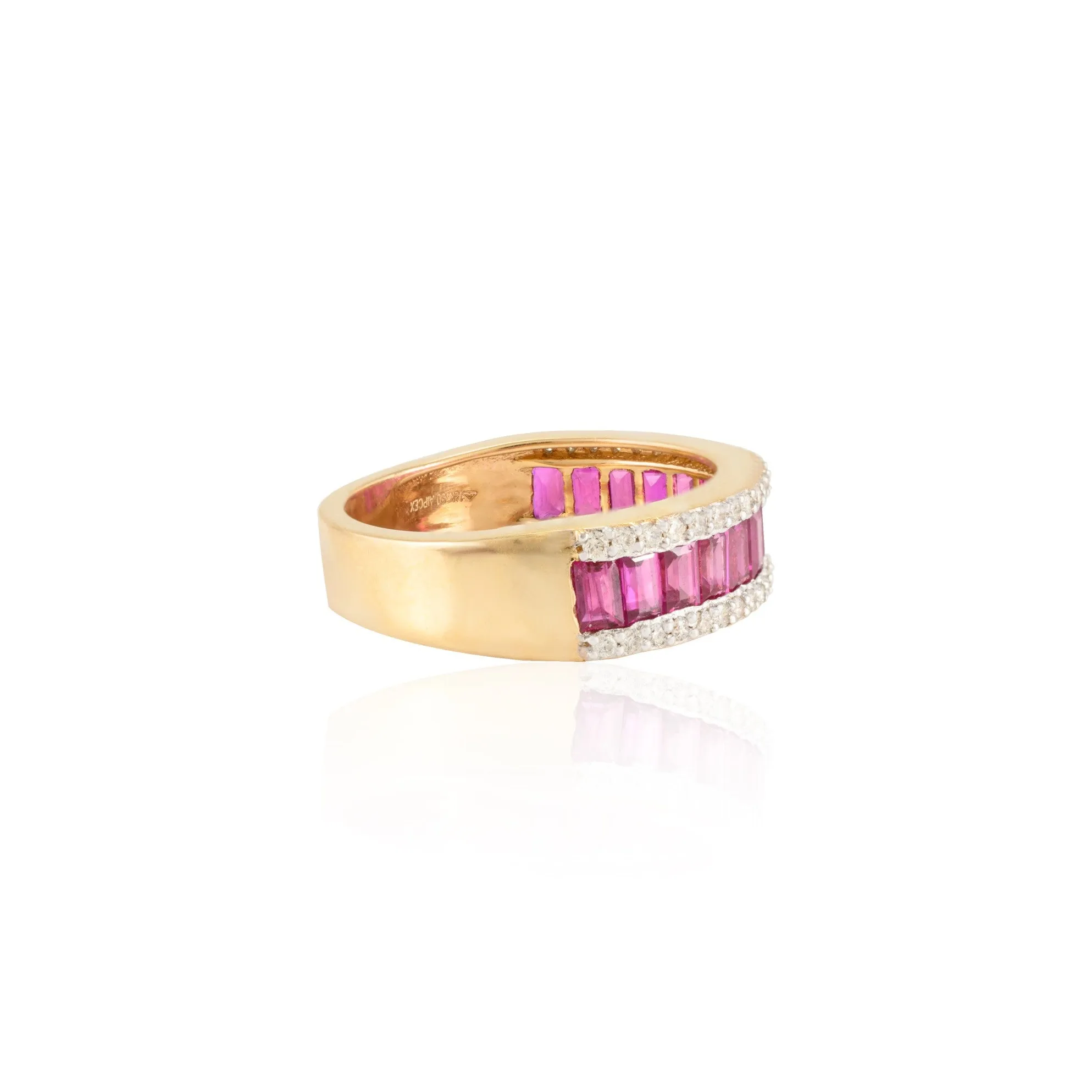 18K Gold Ruby & Diamond Engagement Band