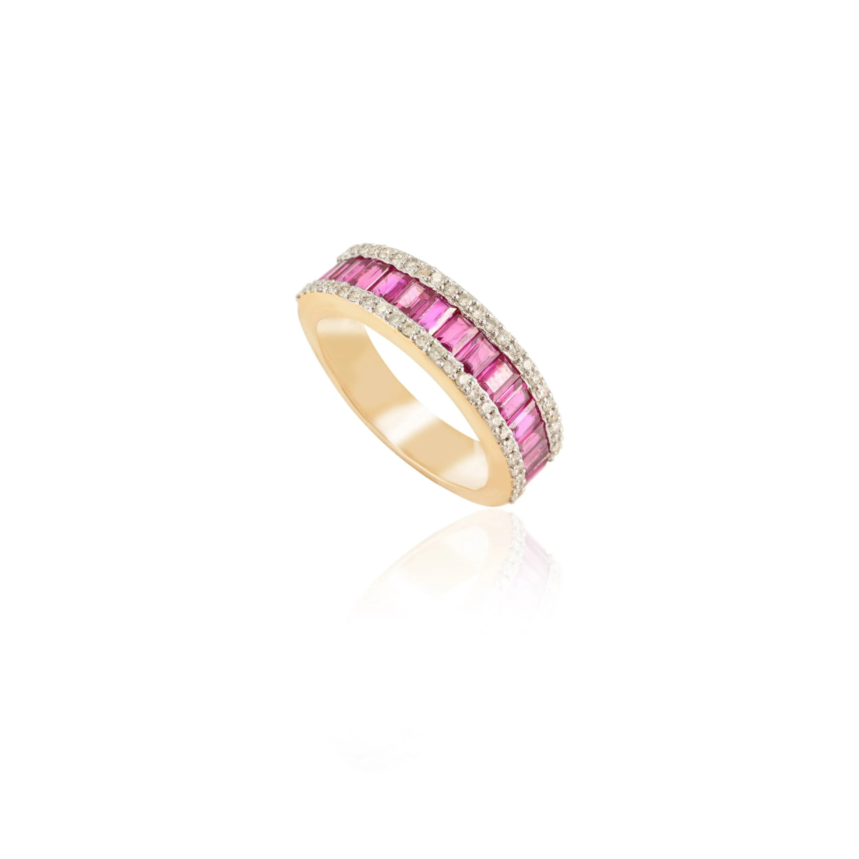 18K Gold Ruby & Diamond Engagement Band