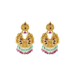 22K Yellow Gold Earrings W/ Ruby and Filgree Art & Splendid Design