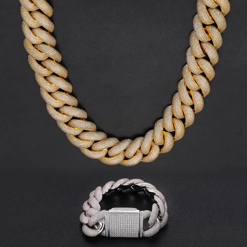 25mm Thick Premium quality Iced Out Cuban Necklace/Bracelet