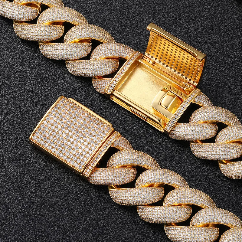 25mm Thick Premium quality Iced Out Cuban Necklace/Bracelet