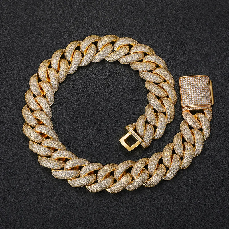 25mm Thick Premium quality Iced Out Cuban Necklace/Bracelet