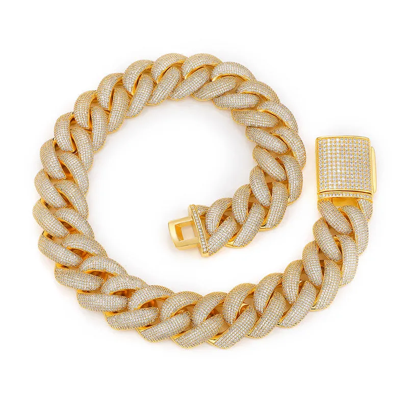 25mm Thick Premium quality Iced Out Cuban Necklace/Bracelet