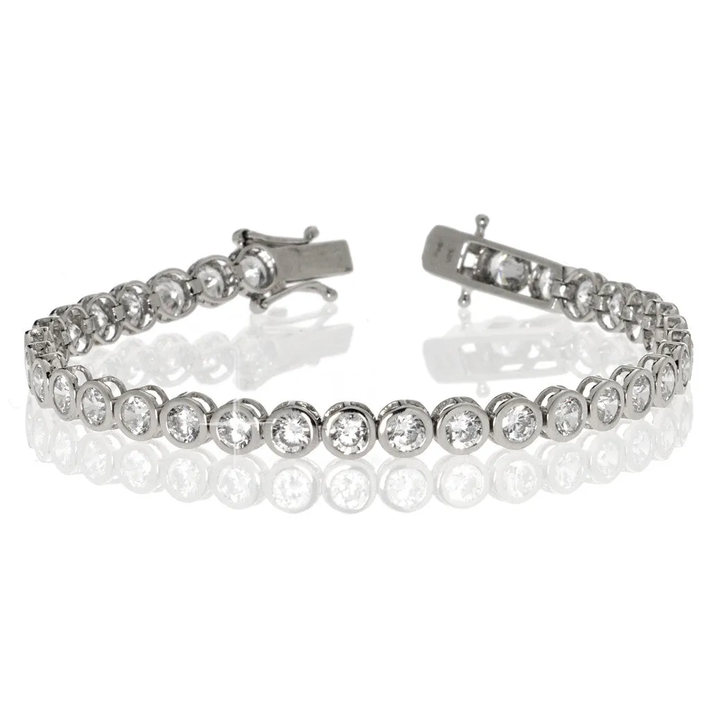 4.85ct Sterling Silver Bezel Set CZ Tennis Bracelet