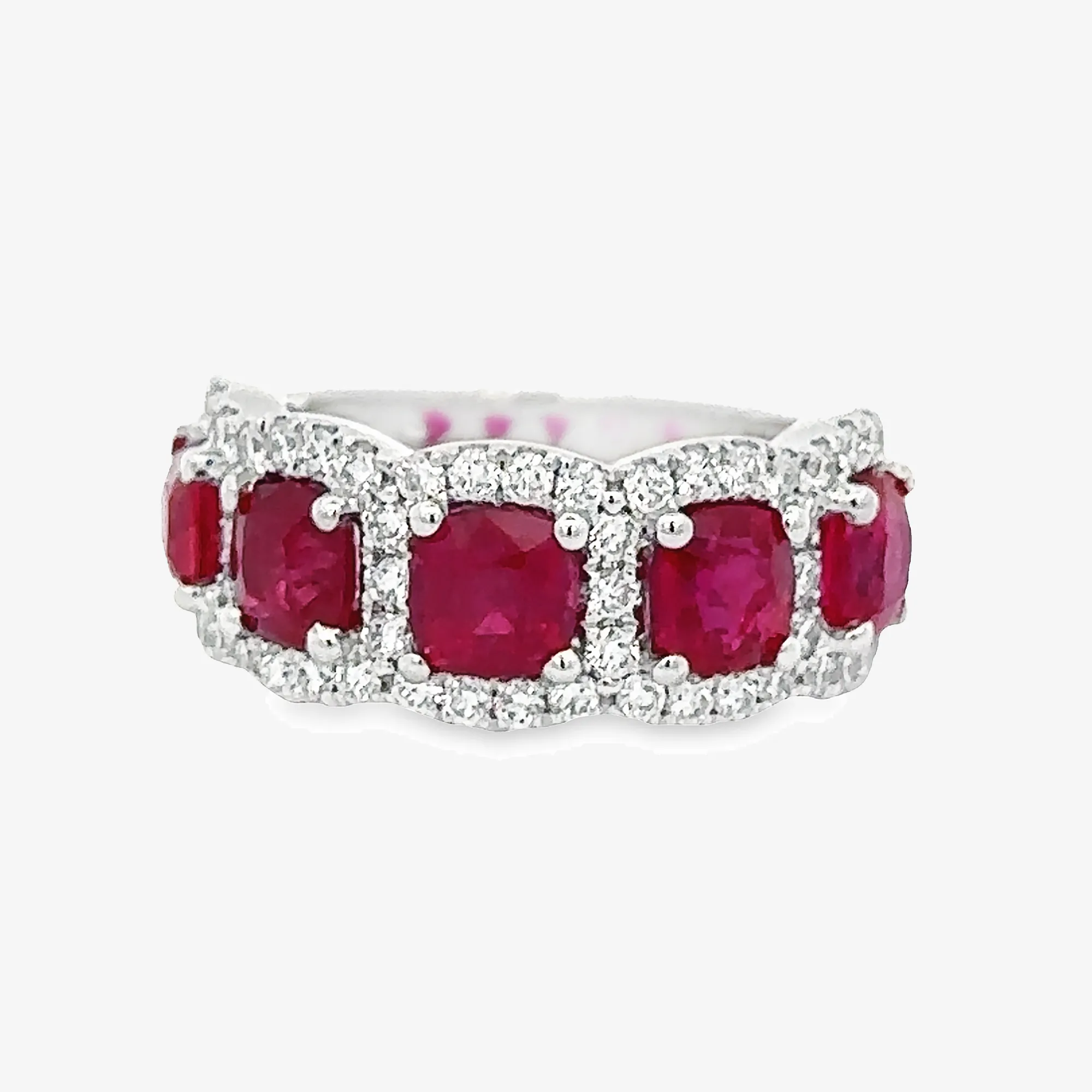 5 Cushion Shapes Ruby & Diamond Larger Ring