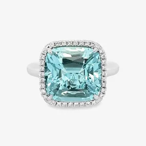 7.07CT Aquamarine Diamond Halo Ring