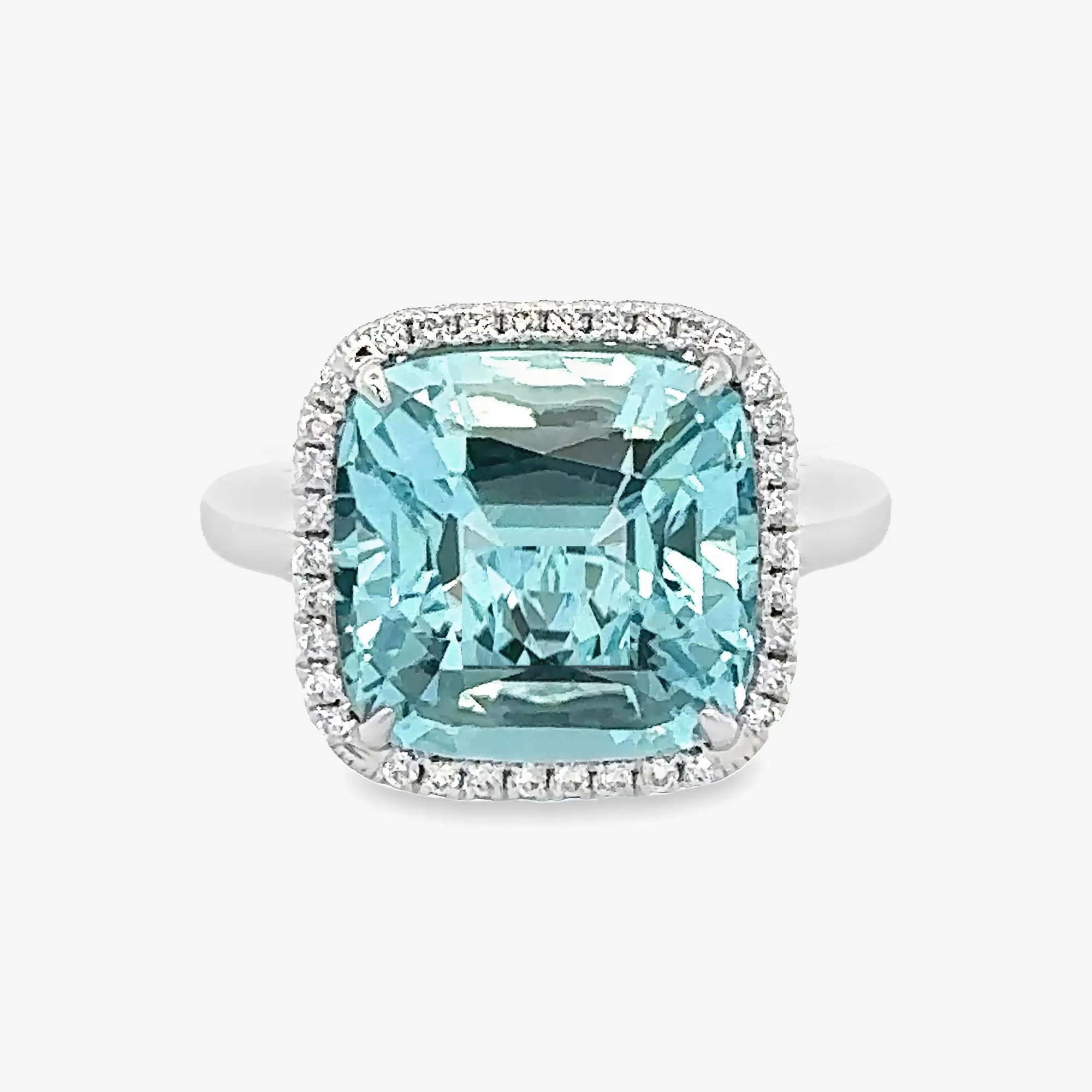 7.07CT Aquamarine Diamond Halo Ring