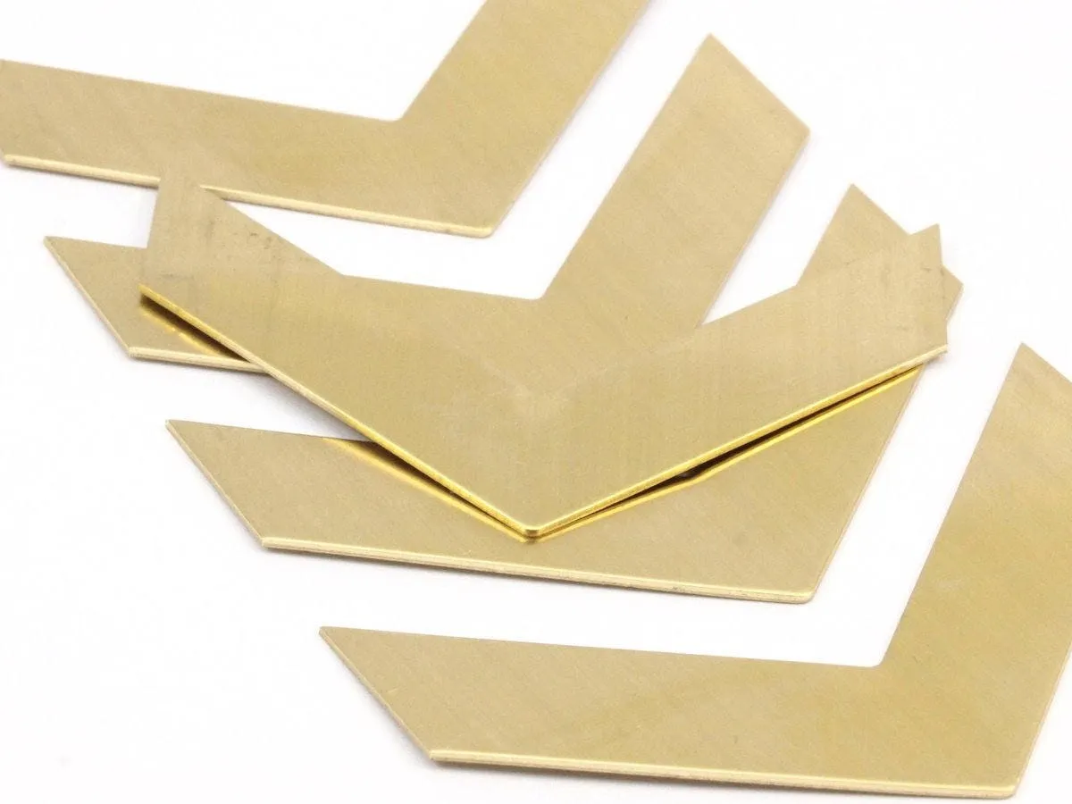 8 Raw Brass Chevron Blanks (60x15x0.80mm) A0861--n0609