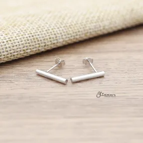 925 Sterling Silver Minimalist Round Bar Stud Earrings