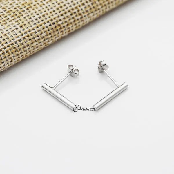 925 Sterling Silver Minimalist Round Bar Stud Earrings