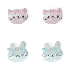 Accessorize London Girl's Multi Hair Character Bulldogs Set Of 4