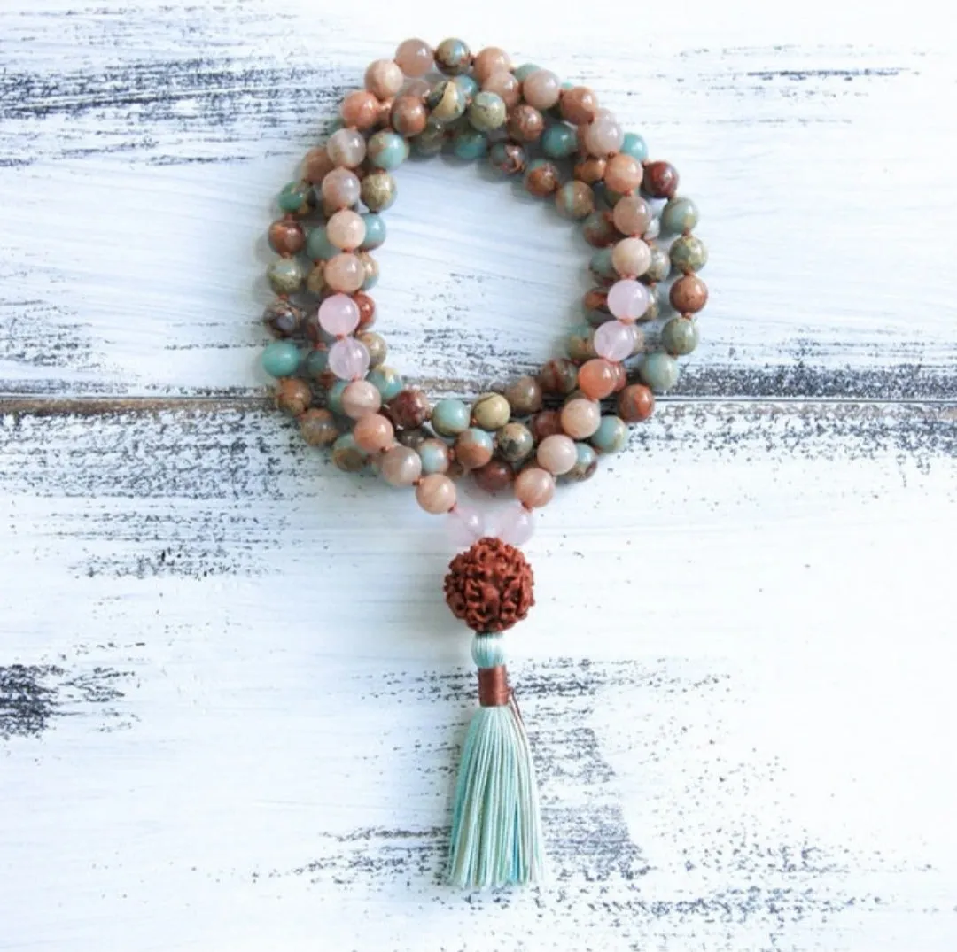 African Opal Single Mala Bracelet