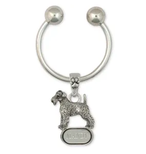 Airedale Terrier Key Ring Jewelry Sterling Silver Handmade Dog Key Ring AR9-KRE