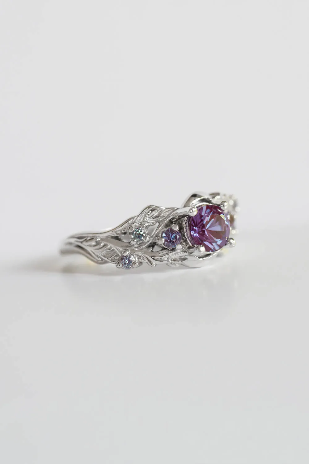 Alexandrite ring set for engagement / Japanese Maple