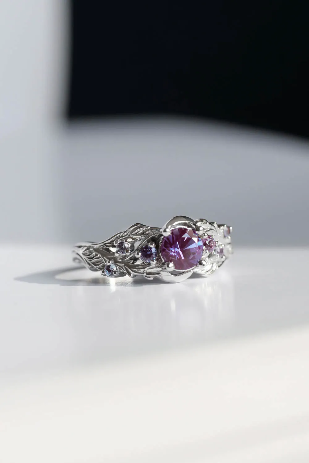 Alexandrite ring set for engagement / Japanese Maple