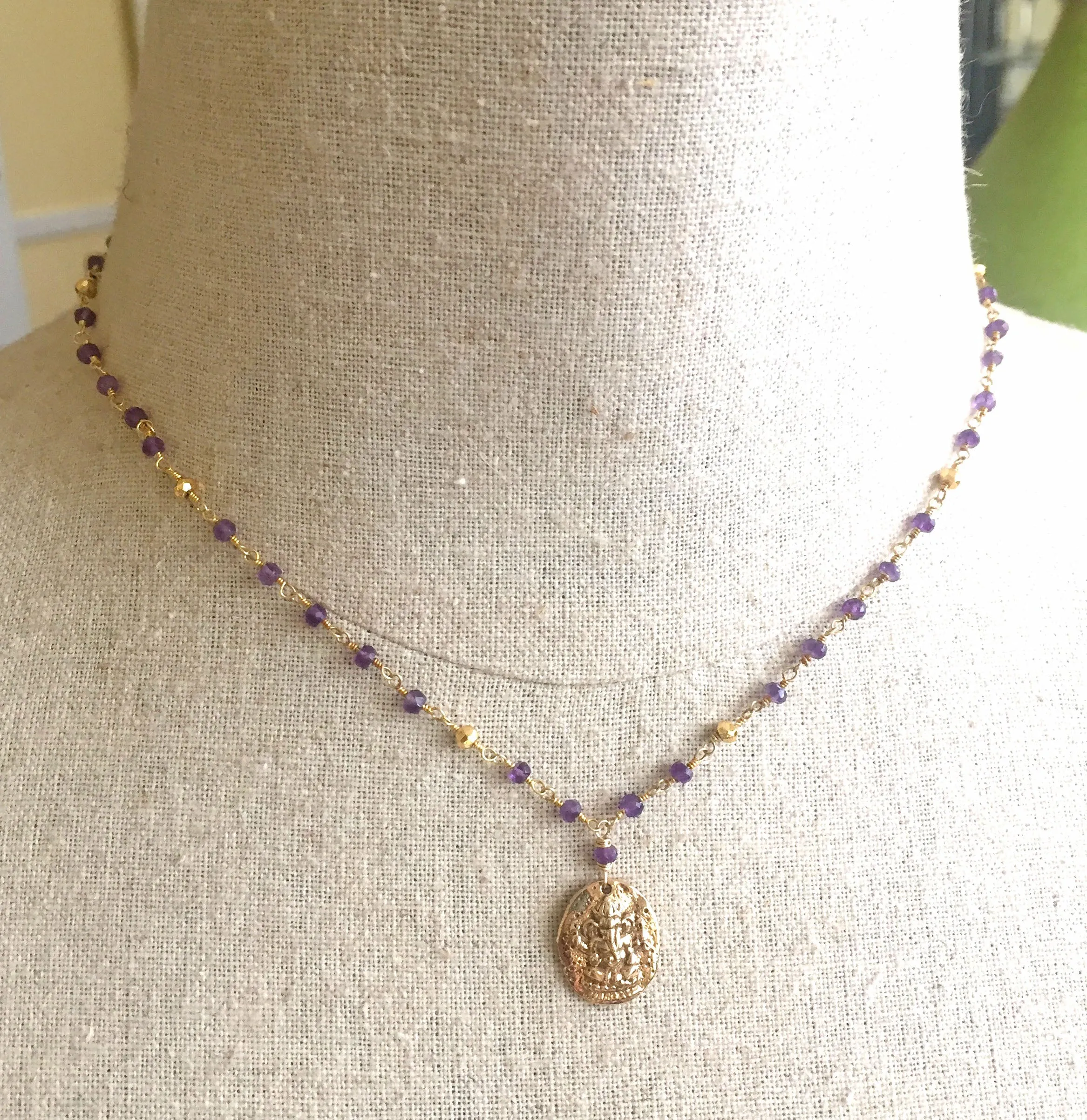 Amethyst Ganesh Necklace