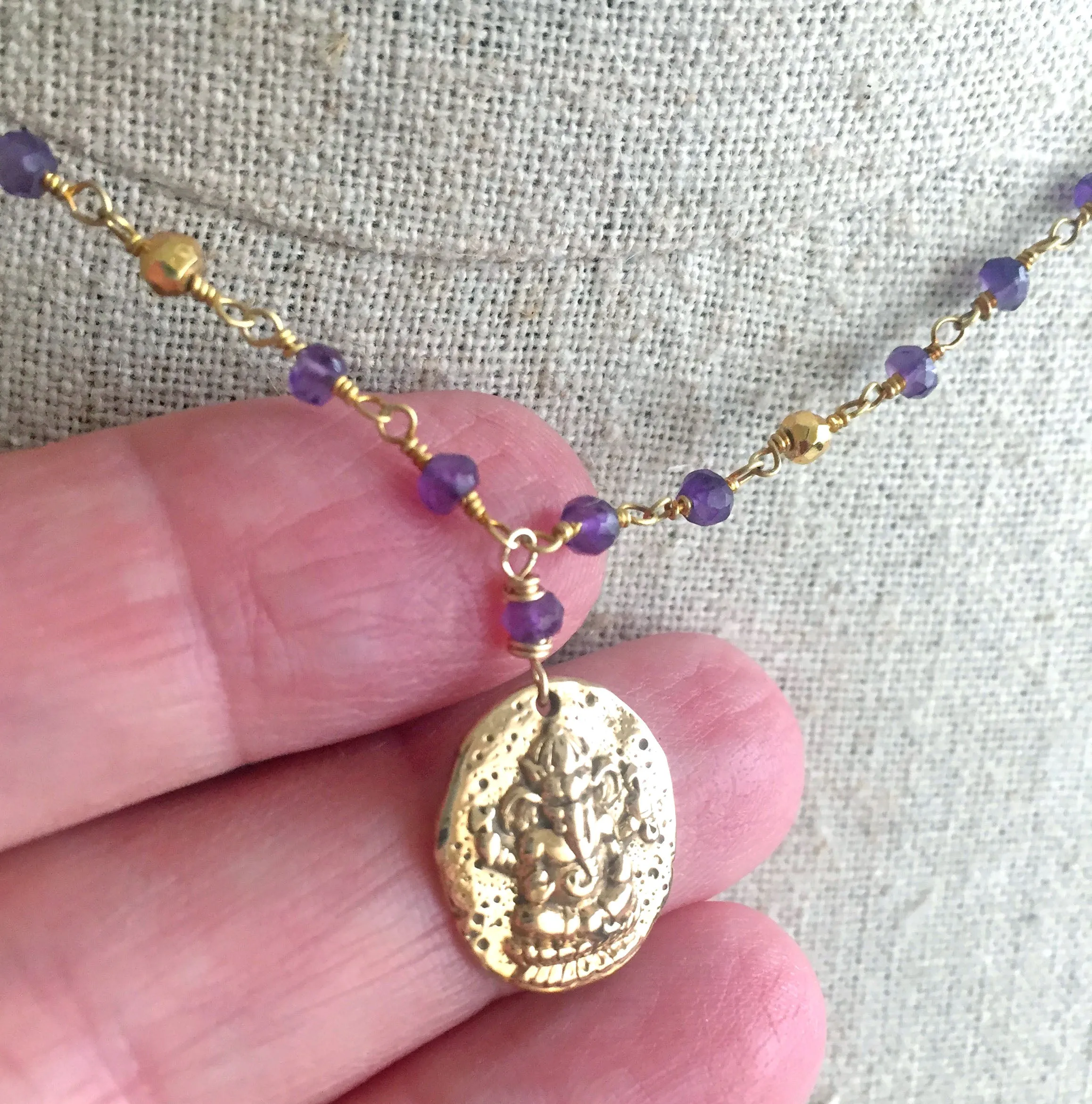 Amethyst Ganesh Necklace