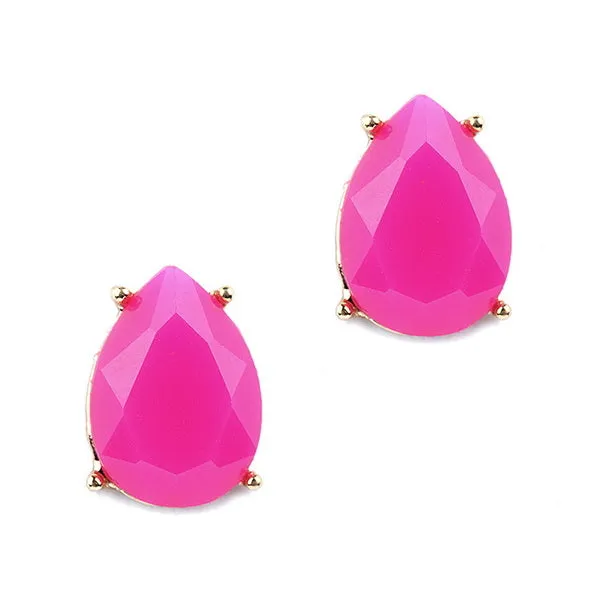 Barbie Theme Tear Drop Epoxy Stud Earrings