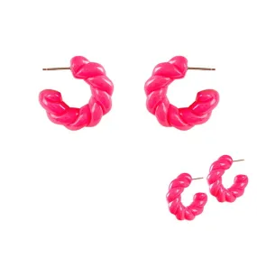 Barbie Theme Twisted Tube Hoop Earrings