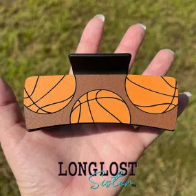 Basketball Hand Painted Large Hair Claw Clip