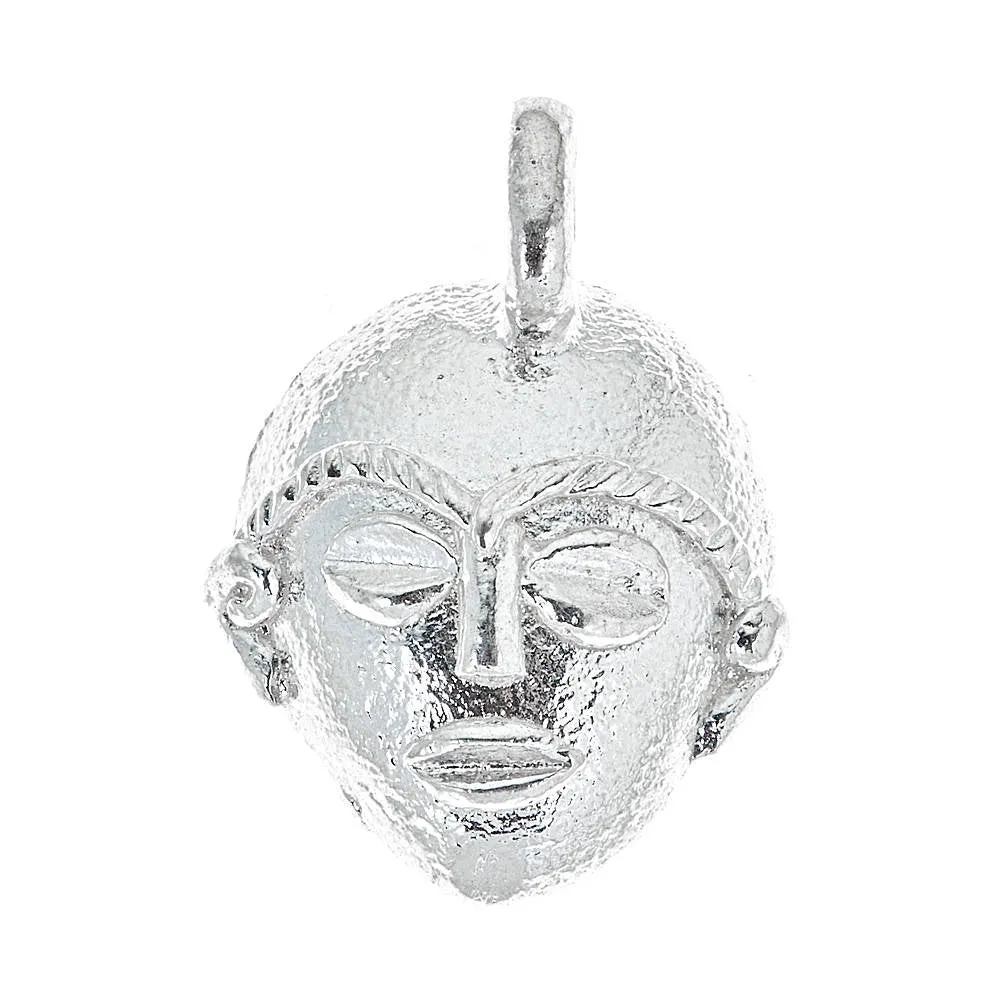 Better Jewelry Round African Mask .925 Sterling Silver Pendant (MADE IN USA)