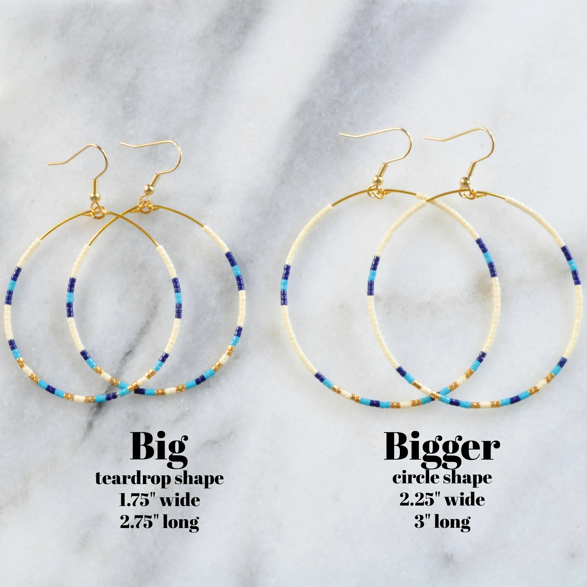 Big Beaded Hoops - PORCELAIN