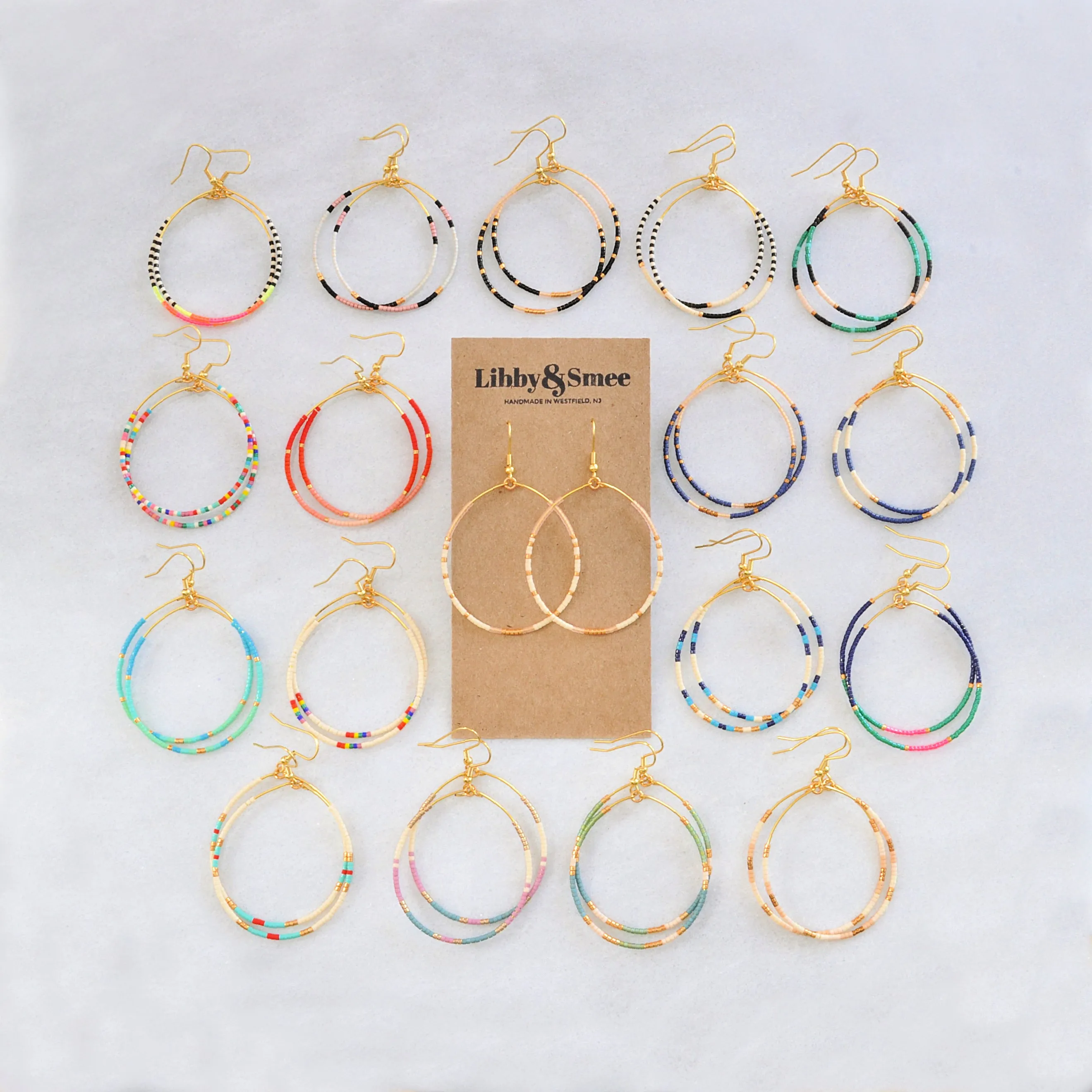 Big Beaded Hoops - PORCELAIN