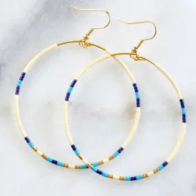 Big Beaded Hoops - PORCELAIN