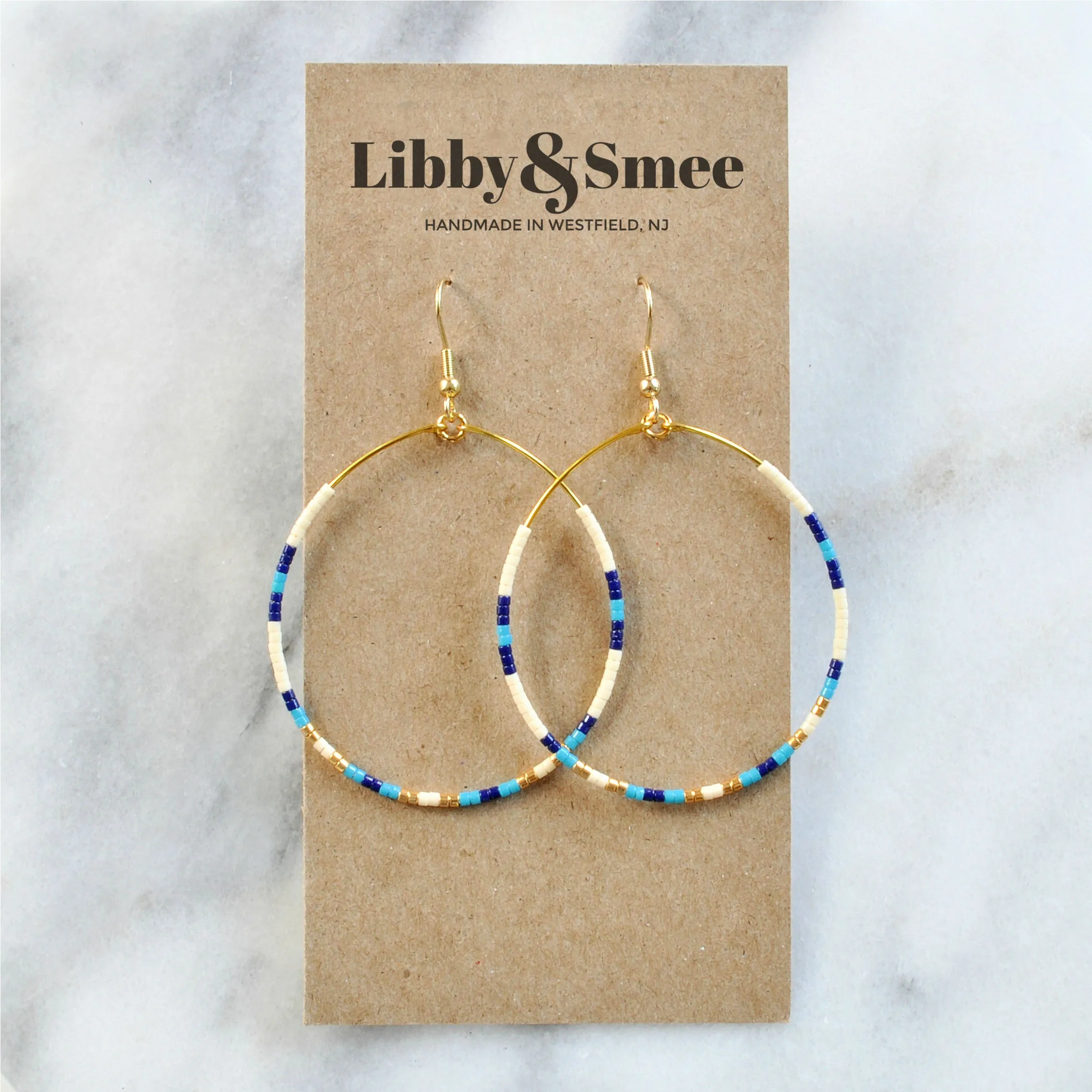 Big Beaded Hoops - PORCELAIN