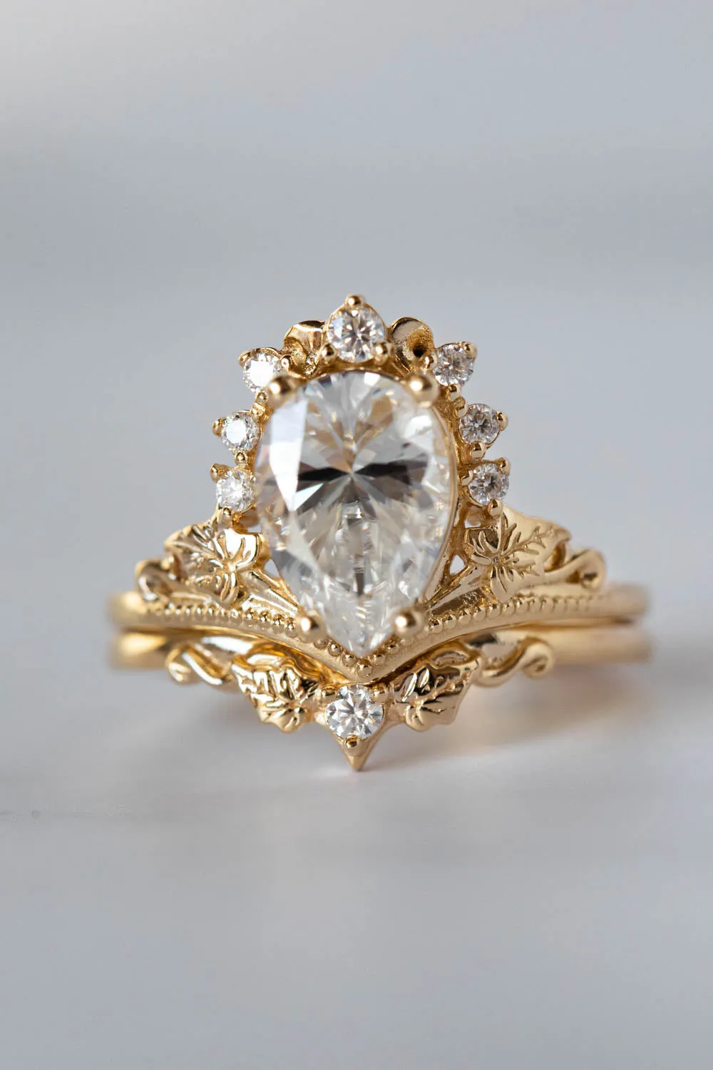 Big pear moissanite engagement ring, 2.35 carat gemstone gold proposal ring / Ariadne