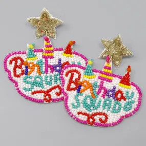 Birthday Squad Seed Beaded Drop Earrings