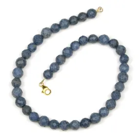 Blue Coral Faceted Round Necklace with Gold Filled Trigger Clasp