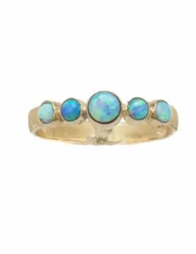 Blue Opals Ring silver gold 9 carats for woman