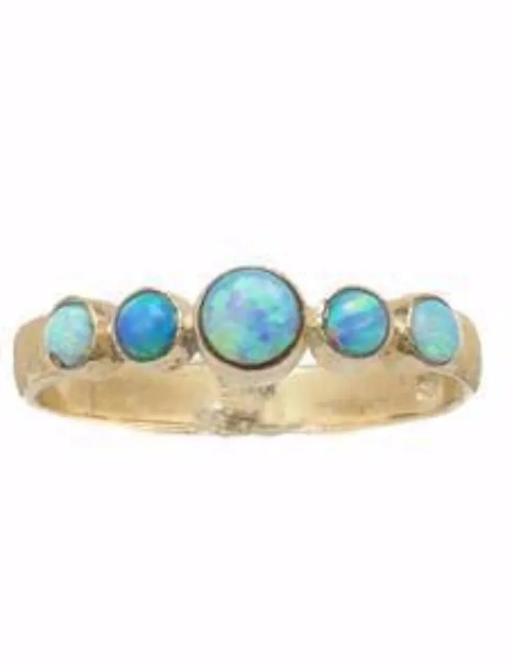 Blue Opals Ring silver gold 9 carats for woman