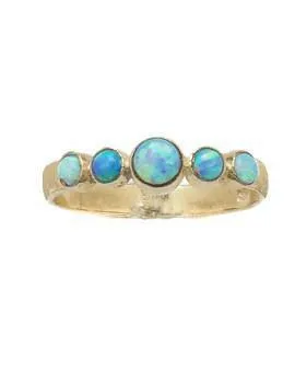 Blue Opals Ring silver gold 9 carats for woman