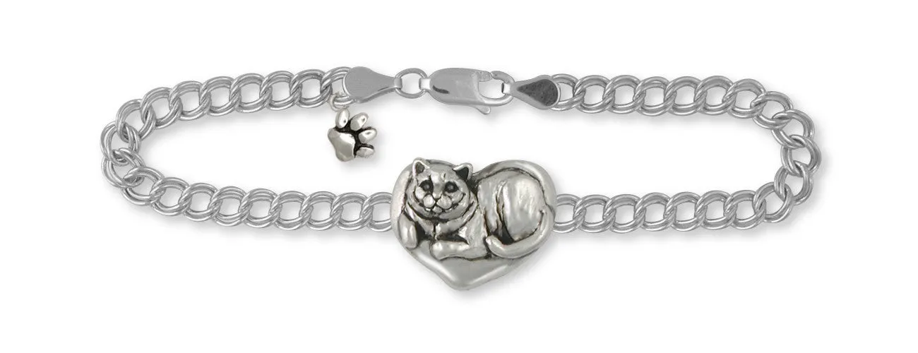 British Shorthair Bracelet Jewelry Sterling Silver Handmade Cat Bracelet BRS2-B