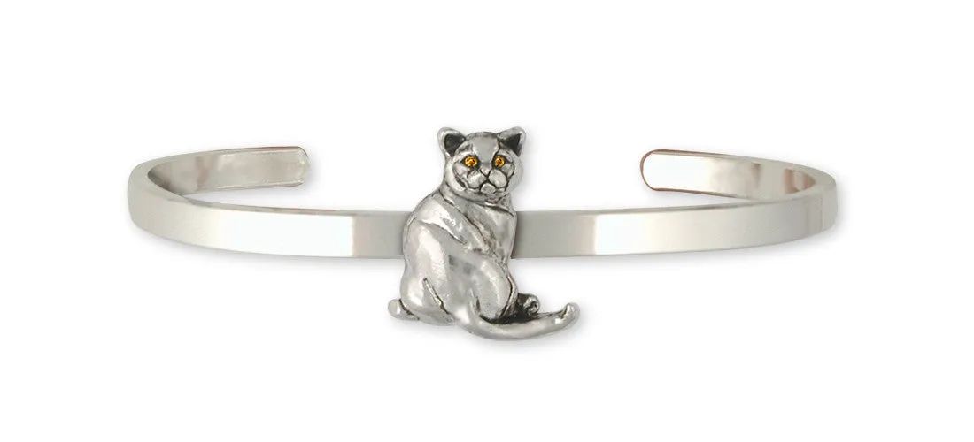 British Shorthair Bracelet Jewelry Sterling Silver Handmade Cat Bracelet BRS4-SCB