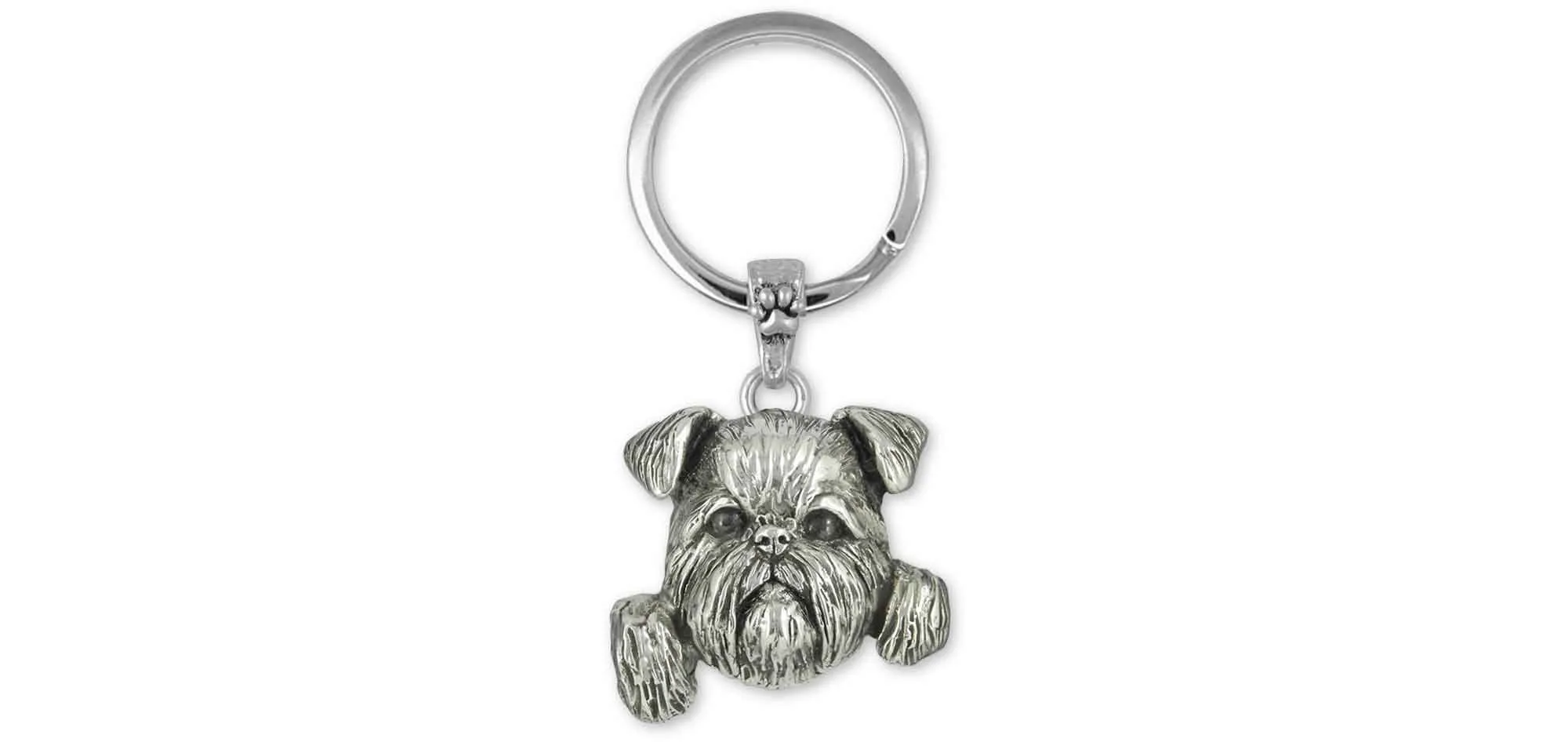 Brussels Griffon Jewelry Sterling Silver Handmade Brussels Griffon Key Ring  BGF1-KR