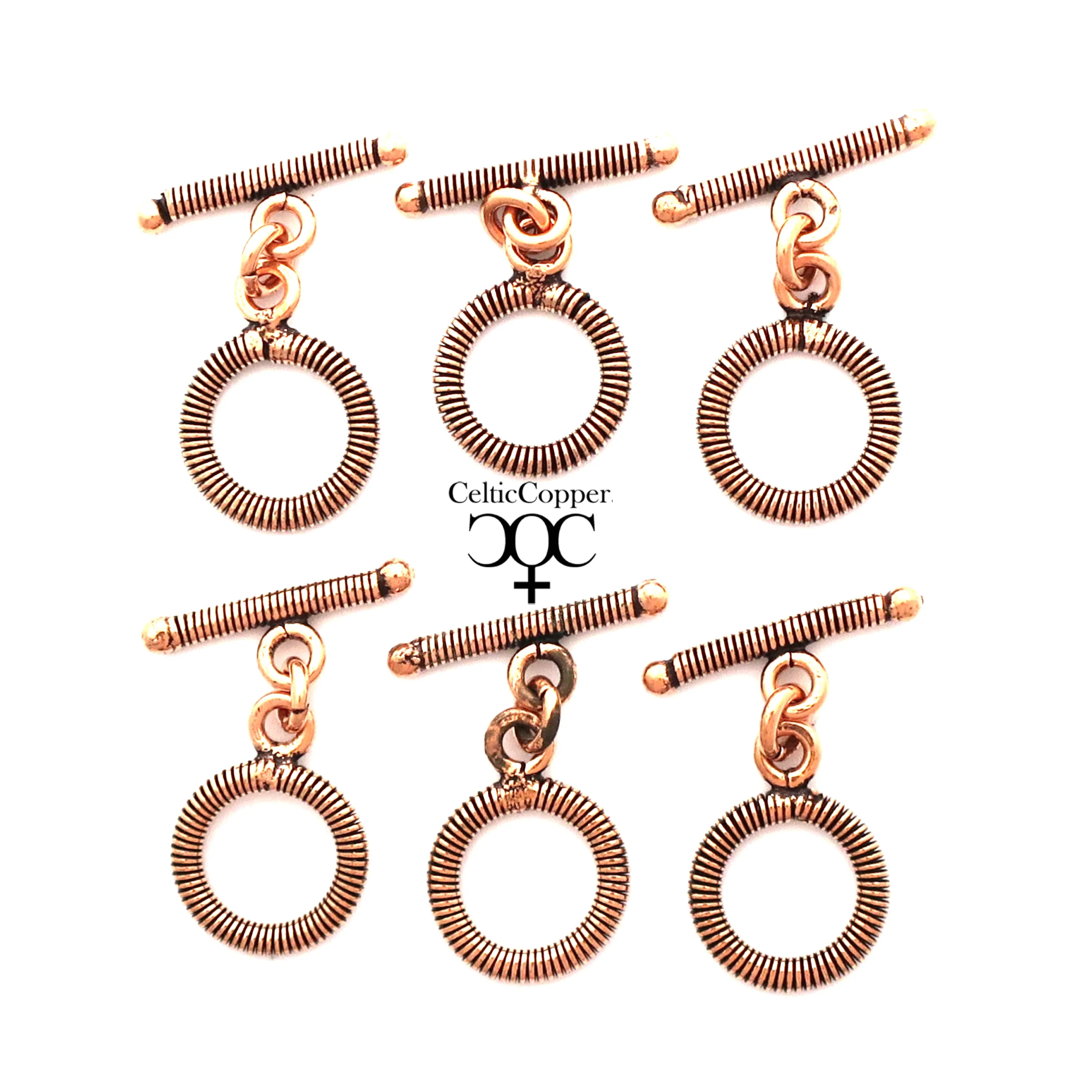 Bulk Pack Copper Clasp 16mm Toggle Jewelry Findings Set of 6 Medium Copperplated Brass T Bar Clasp